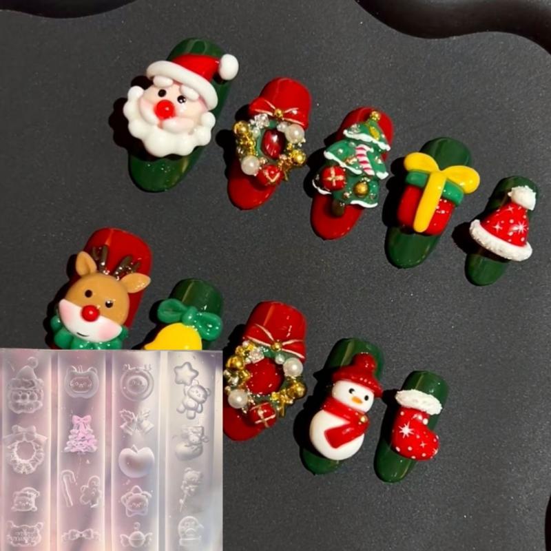 3D Барочный Ангел Бабочка Рождественская Елка Снеговик Форма для Ногтей DIY Украшения для Нейл-арта Силиконовая Форма для Лепки Маникюрный Шаблон