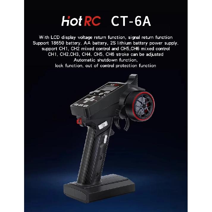 HOTRC Hot rc CT-6A 2.4GHz 6CH 6 Channels One-handed Control Radio Transmitter Remote Controller For RC Toy Car Boat Drone Parts