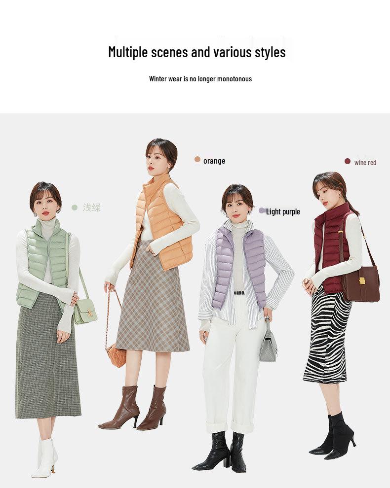 Женский легкий жилет Youjia с 90% пуха белой утки - Без рукавов, теплый и стильный для осени и зимы