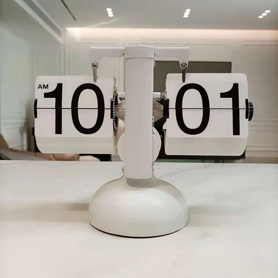 Creative Retro Flip Clock - Modern Simple Design, Ingenious Single-Leg Balance for Living Room Decor