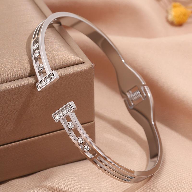 European and American Versatile Light Luxury T-shaped Sliding Opening Bracelet