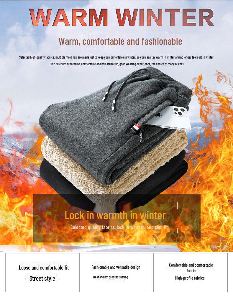 Мужские брюки из плюша на молнии осень/зима — плотные, свободные, прямые, большого размера, доступны в трех цветах