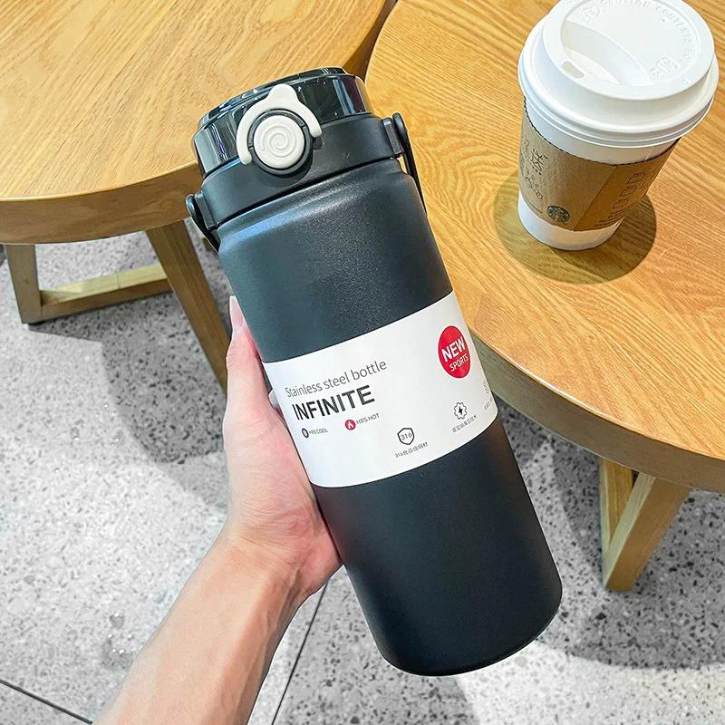 Bottle Stainless Steel Large Capacity Vacuum Flask With Straw Tumbler Cold Hot Drinks Cup Gym Drinkware