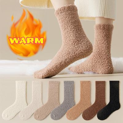 Женские носки из кораллового флиса, осенне-зимние носки до середины икры, новый стиль, утолщенные и на флисовой подкладке, теплые домашние носки