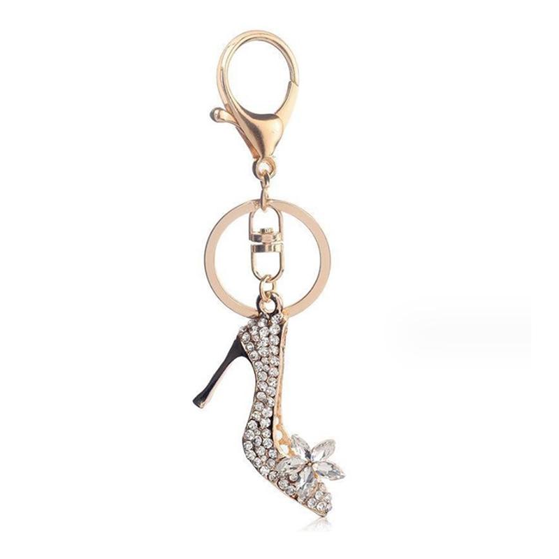 High Heel Shoe Keychain Purse Car Shiny Key Chain Bag Decorative Alloy Keyring