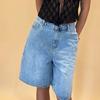 Женские джинсовые шорты длиной до колена с карманами, мешковатые джинсовые шорты-бермуды со средней посадкой, прямые джинсы, короткие брюки