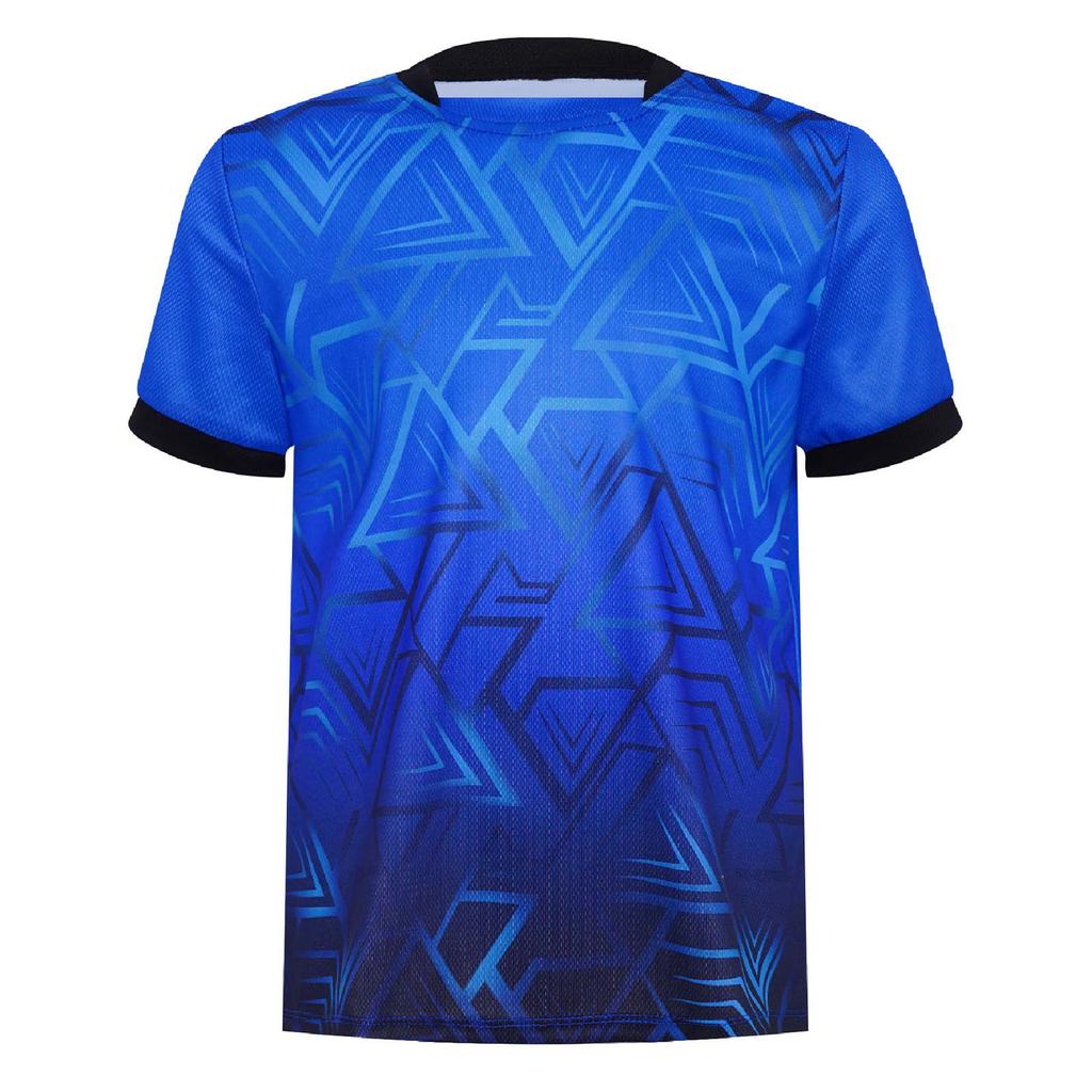Boys Geometric Print Sports T Shirt Round Neck Short Sleeve Football Basketball Costume Top