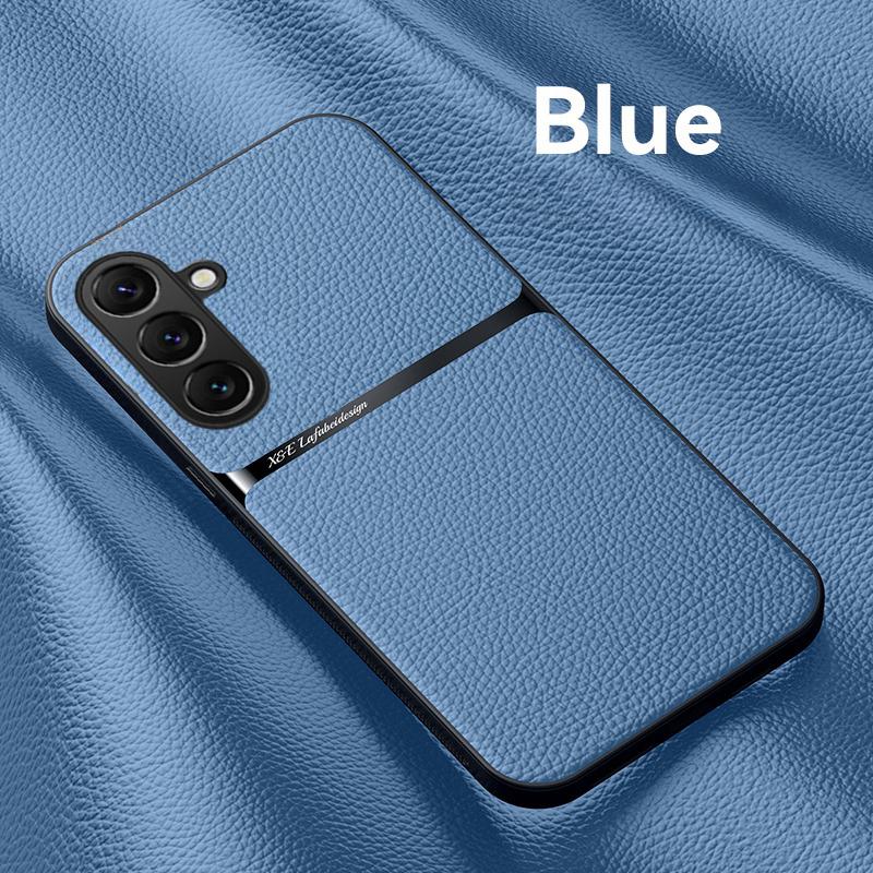 Для Samsung Galaxy S25 FE / S26 FE чехол Силиконовая рамка Ударопрочный Магнитный держатель для автомобиля Кожаная с мелкими линиями Защитная от падения задняя крышка