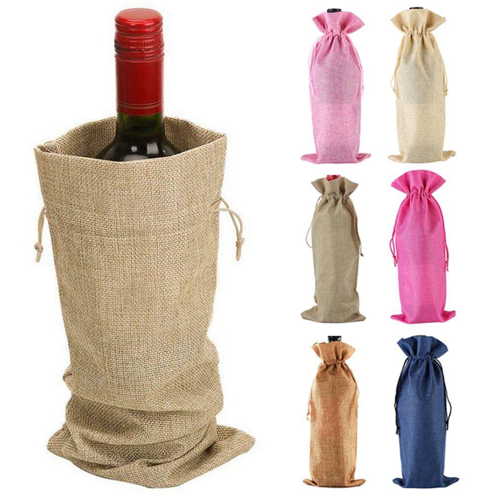 Party Decoration Wedding Burlap Linen Wine Bags Wine Bottle Covers Packaging Bag Champagne Pouch