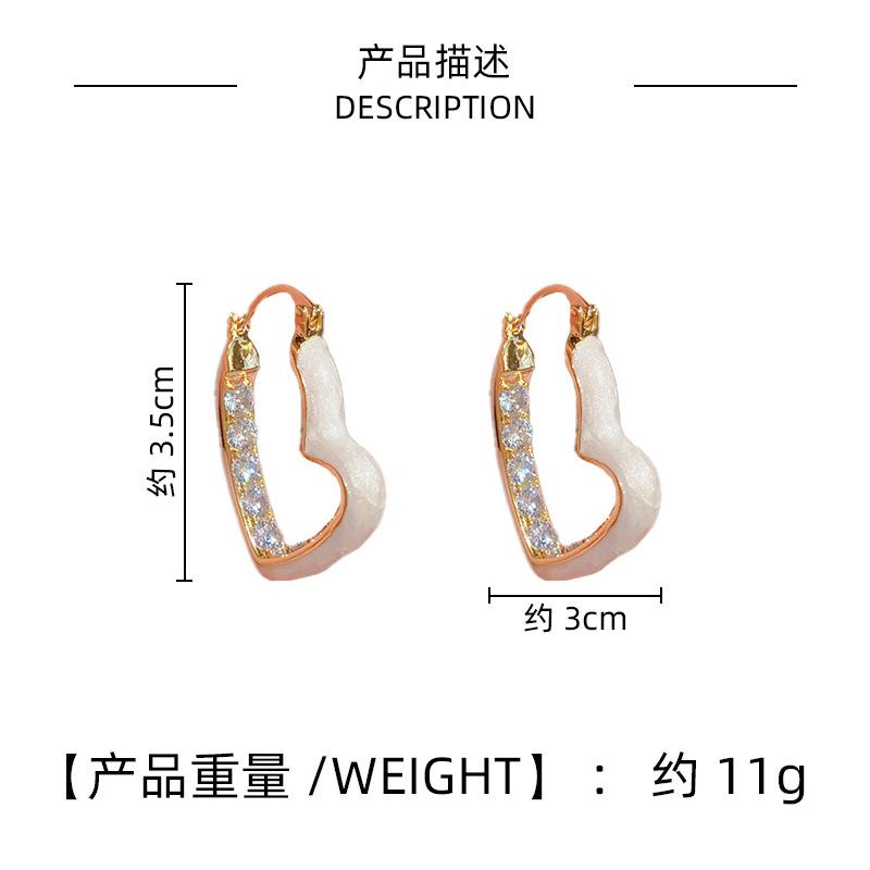 Серьги-гвоздики Tide Foreign Gas Niche Design Temperament Серьги с белой глазурью и бриллиантами Love для женщин