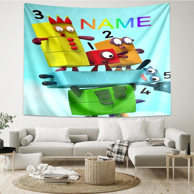Custom Name Numberblocks Print Tapestry, Backdrop, Easy Setup, Ideal for Bedroom, Office & Living Room, with Aesthetic Wall Hanging Decor.
