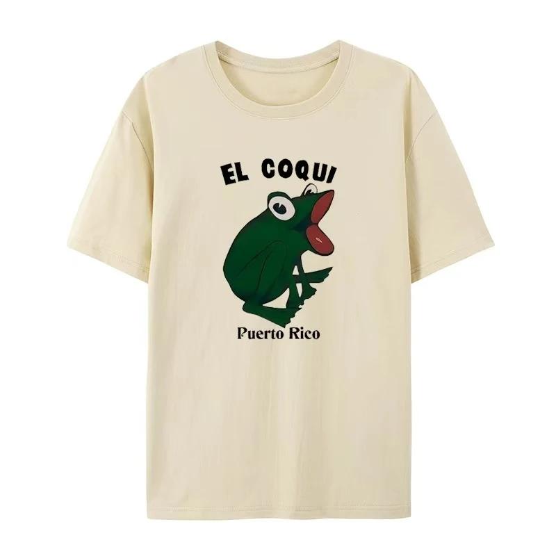 2025 Summer Fashion Short Sleeve El Coqui Frog Printed Round Neck Tshirt For And Women Loose And Versatile Summer Loose