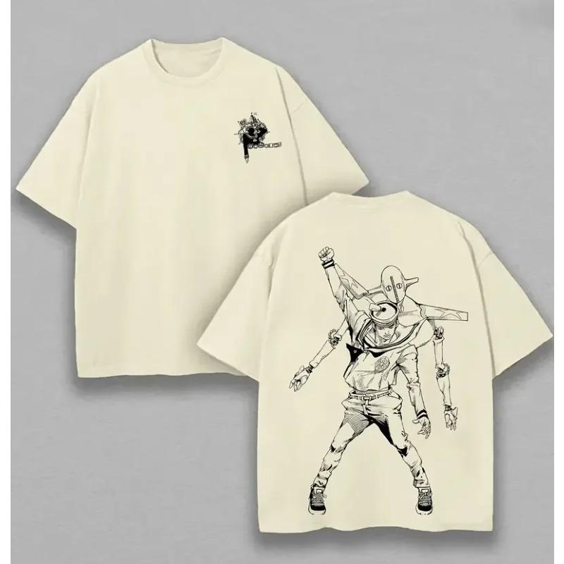 JoJo's Bizarre Adventure Хигашиката Джосуке Футболка с принтом Мужская Женская Стиранный Хлопок Футболки Манга Винтажная Футболка Харадзюку Футболка