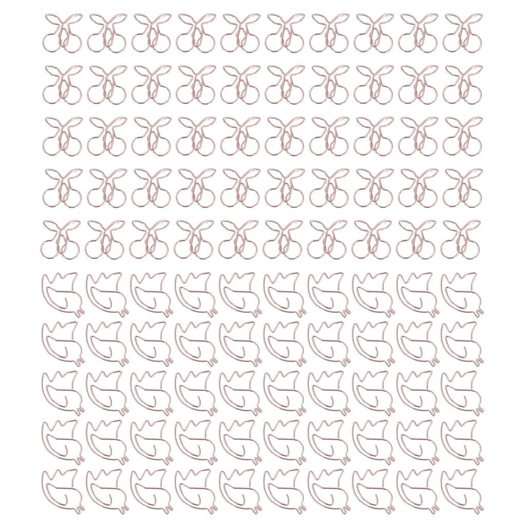 100Pcs Cute Paper Clips Cherry Hummingbird Style Electroplated Metal Gold Color Planner Clips for Home Office Study
