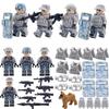 4pcs/lot Military Weapon Marine Corps Camouflage Shield Helmet Dog Army Soldiers MOC Minifigures Parts Building Bricks Gift Toys