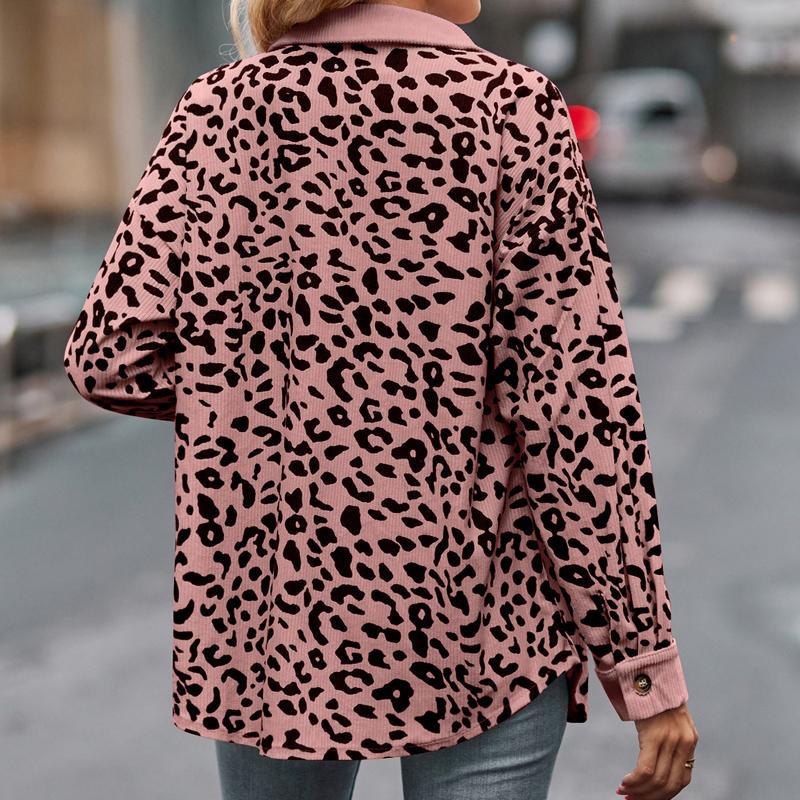 Куртка-рубашка с леопардовым принтом на пуговицах с длинными рукавами, женская, осень 2025, новые европейские и американские женские топы