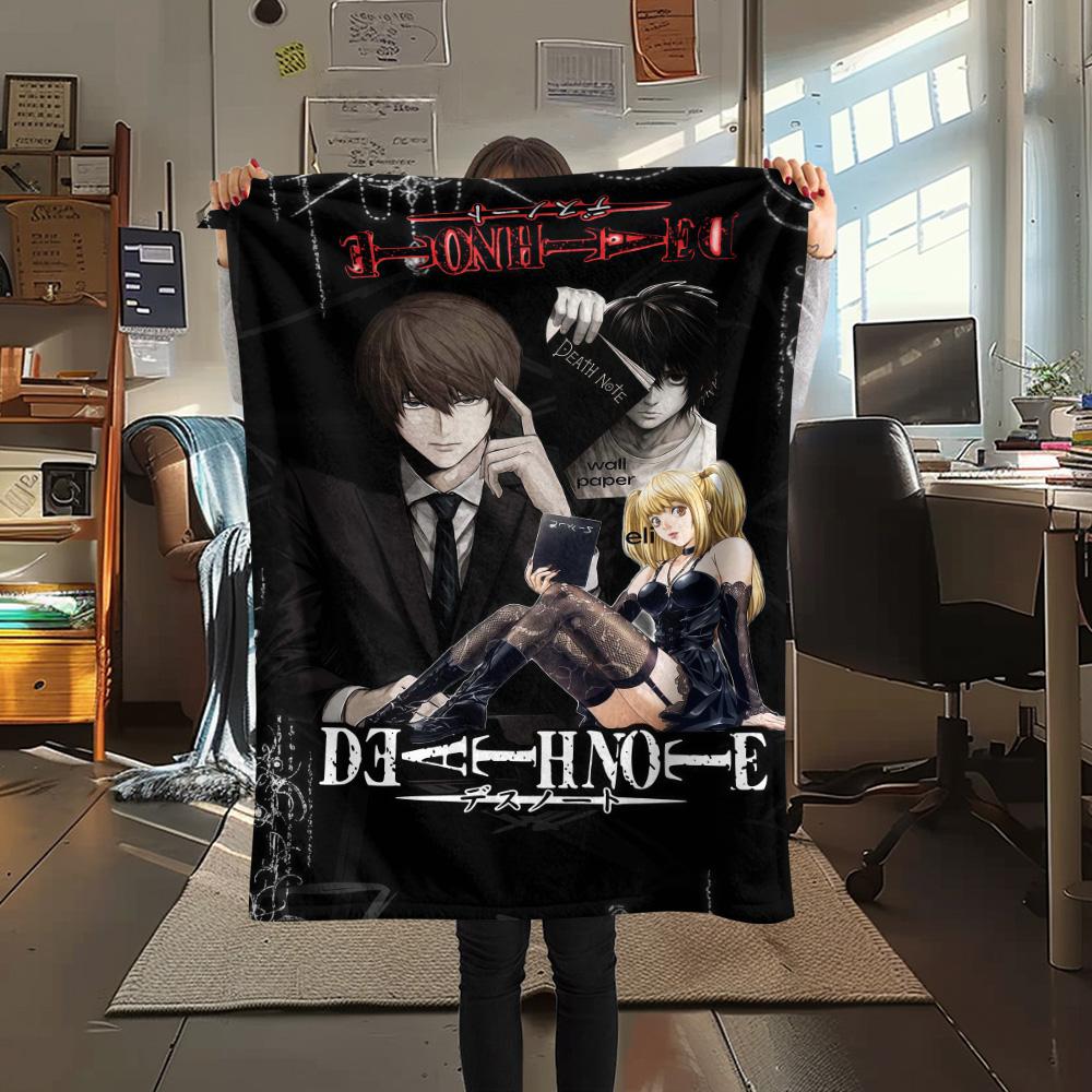 1Pc Death Note Print Flannel Blanket High Quality Warm Comfortable Cover for All Seasons Perfect for Gifts Home Decor