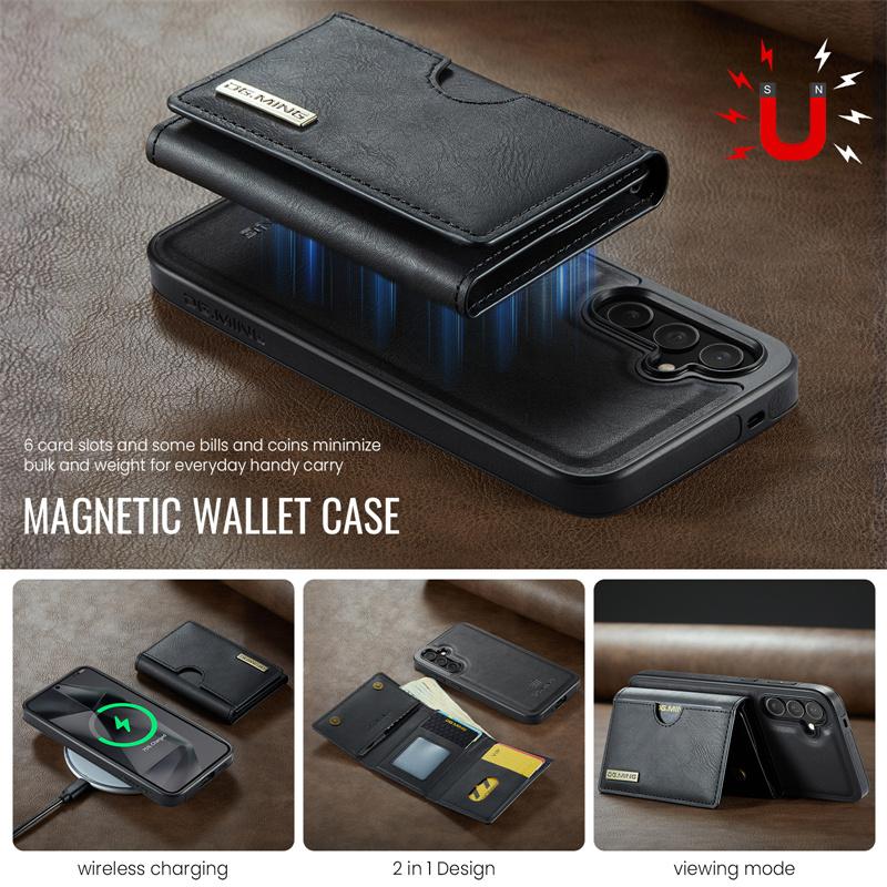 Магнитный отстегивающийся чехол-книжка из кожи 2 в 1 для Samsung Galaxy S25 FE S25 Edge S24 Plus S23 S22 S21 Ultra, кошелек, карман для карт, задняя крышка, коке