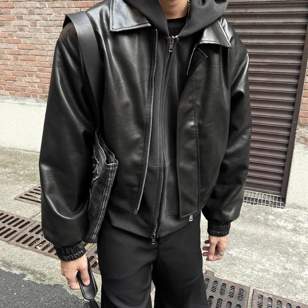 Американская модная куртка cleanfit с короткими плечами и подкладными плечами, мужская весенне-осенняя новая свободная ретро кожаная куртка топ