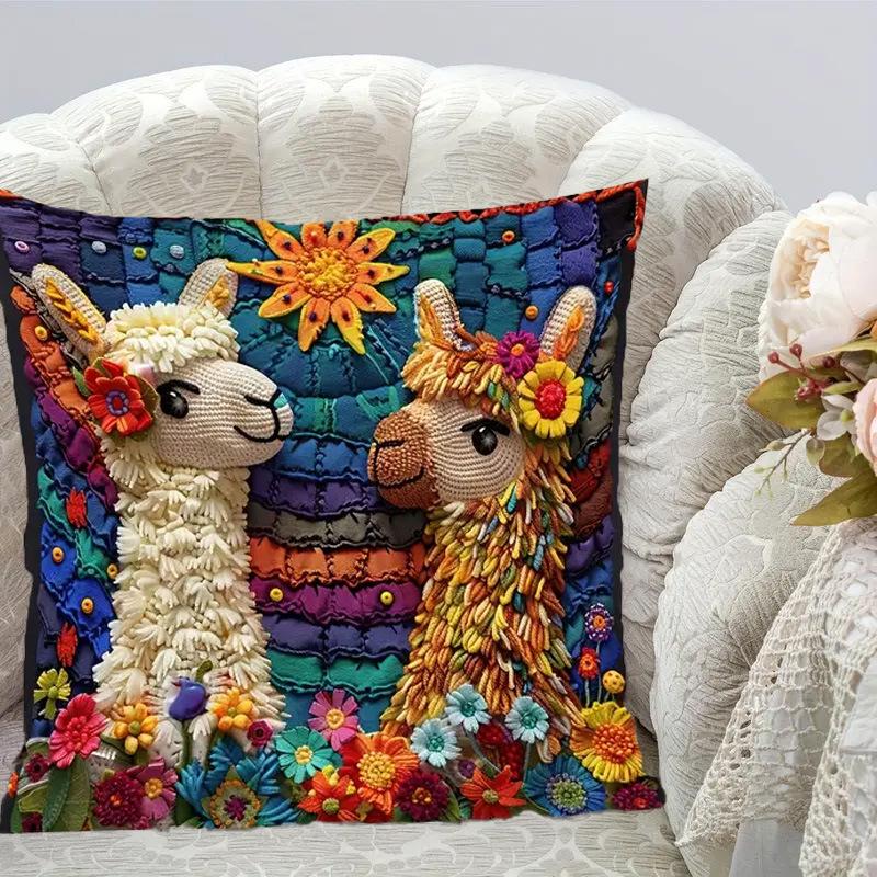 Милая мультяшная наволочка на подушку с молнией «Поцелуй осла», мягкая бежевая, 45*45 см