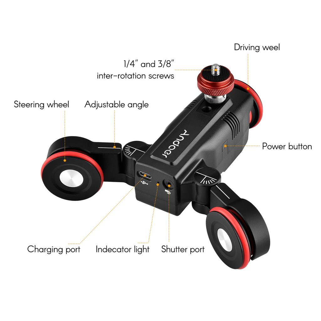 Andoer Комплект слайдера для видеокамеры L5i Pro с бесступенчатым управлением через приложение для автомобиля Dolly с 3 колесами