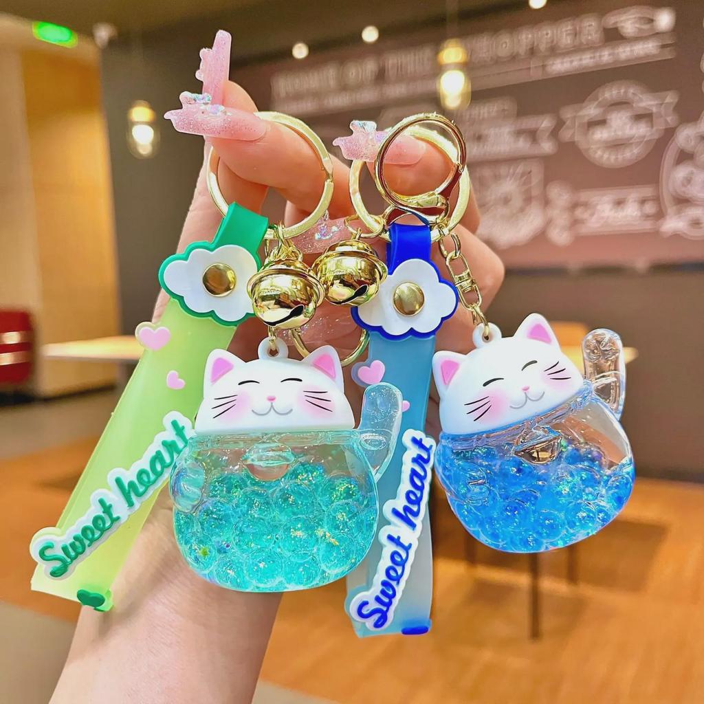 Брелок-подвеска Lucky Cat Quicksand с масляным наполнением - милый маленький подарок
