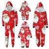 Комплект комбинезона на молнии с капюшоном и длинными рукавами для всей семьи с рождественским принтом