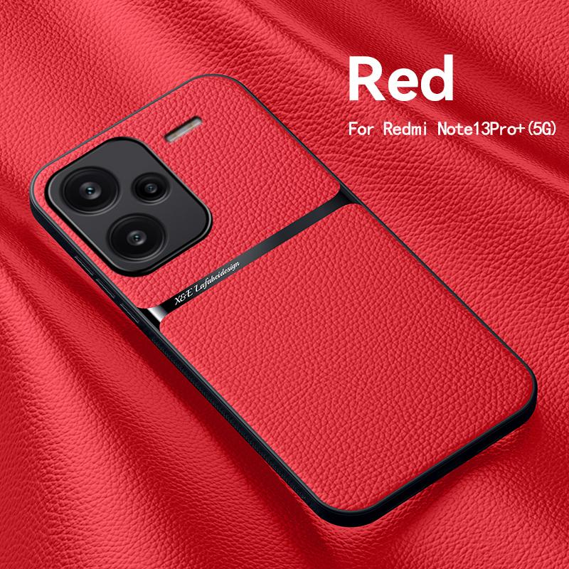 Чехол для телефона из ПУ кожи с текстурой класса люкс для Xiaomi Redmi Note 13 Pro 4G Plus 5G, с ТПУ рамкой, пластиковый, магнитный, противоударный, Fundas