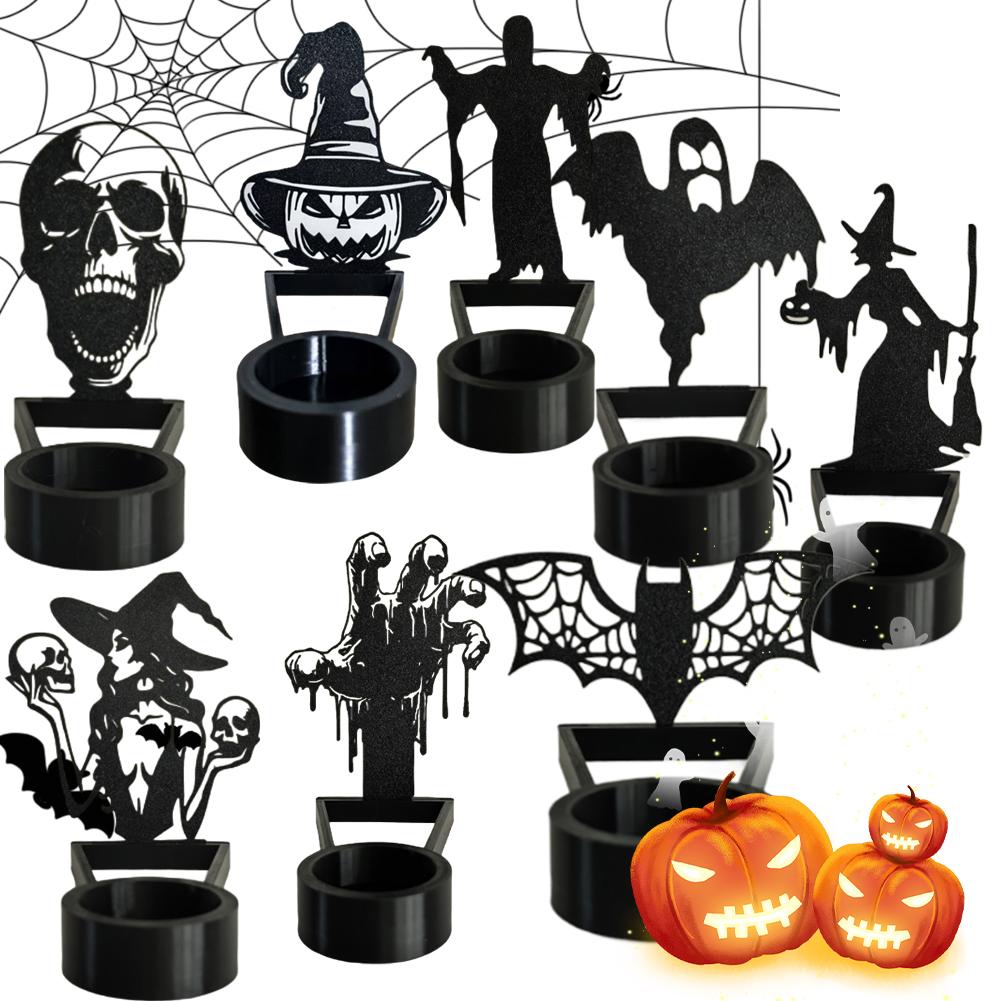 Halloween Funny Shadow Stand Foldable Horror Candle Holder Multi-Purpose Projection Candle Stand Atmosphere Arrangement Craft