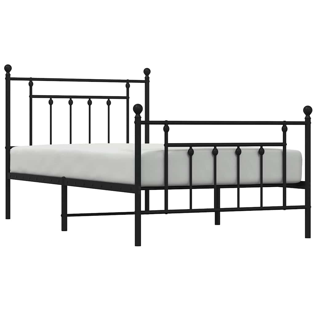 vidaXL Bettgestell mit Kopf- und Fußteil Metall Schwarz 100x190 cm