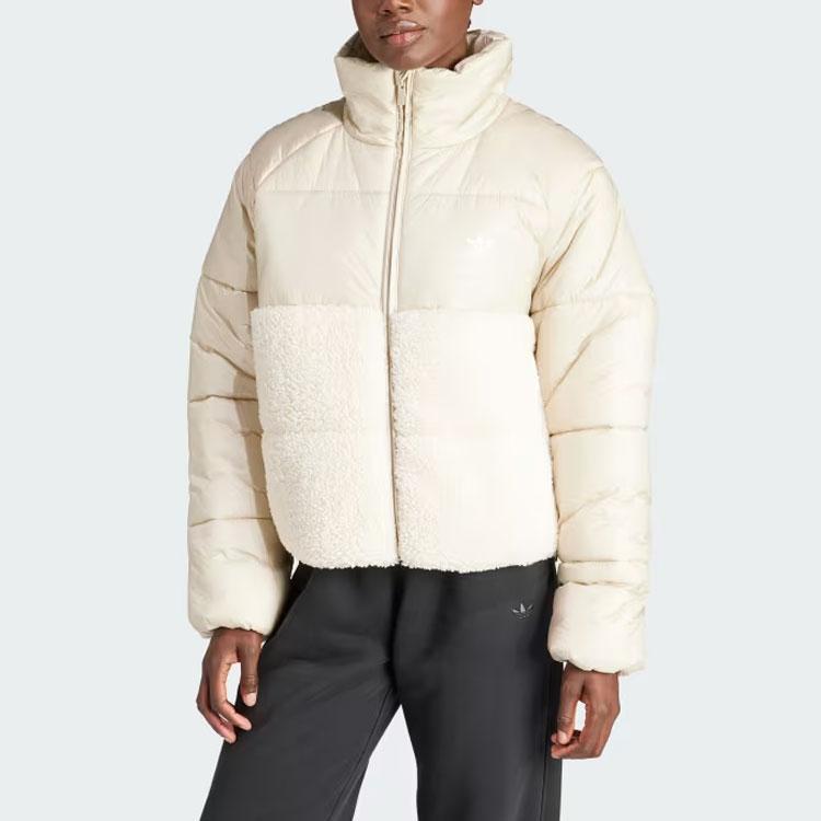 Adidas Originals Court Polar Куртка с логотипом в стиле пэчворк и воротником-стойкой Женские куртки белого цвета IS5256