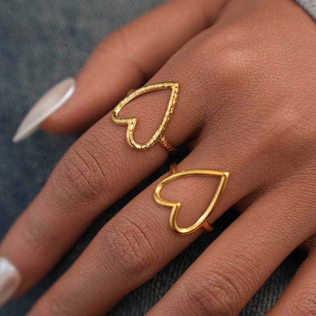 Кольцо в виде сердца из нержавеющей стали золотого цвета для женщин, металлическое полое кольцо на палец, водонепроницаемые украшения, подарок девушке, бижутерия для женщин, anillos