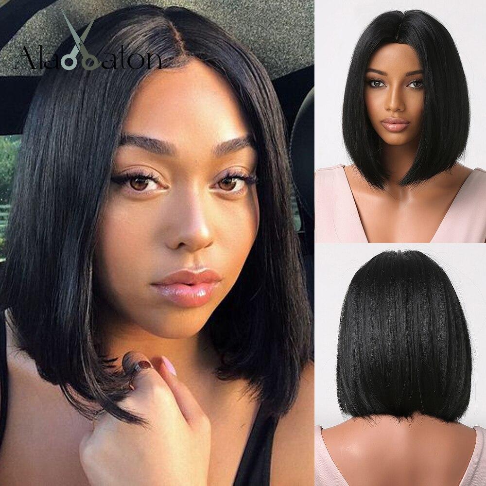 ALAN EATON Короткий прямой синтетический парик боб для женщин, платиновые блондинки, парики с темными корнями, косплей, мелированные волосы, термостойкие