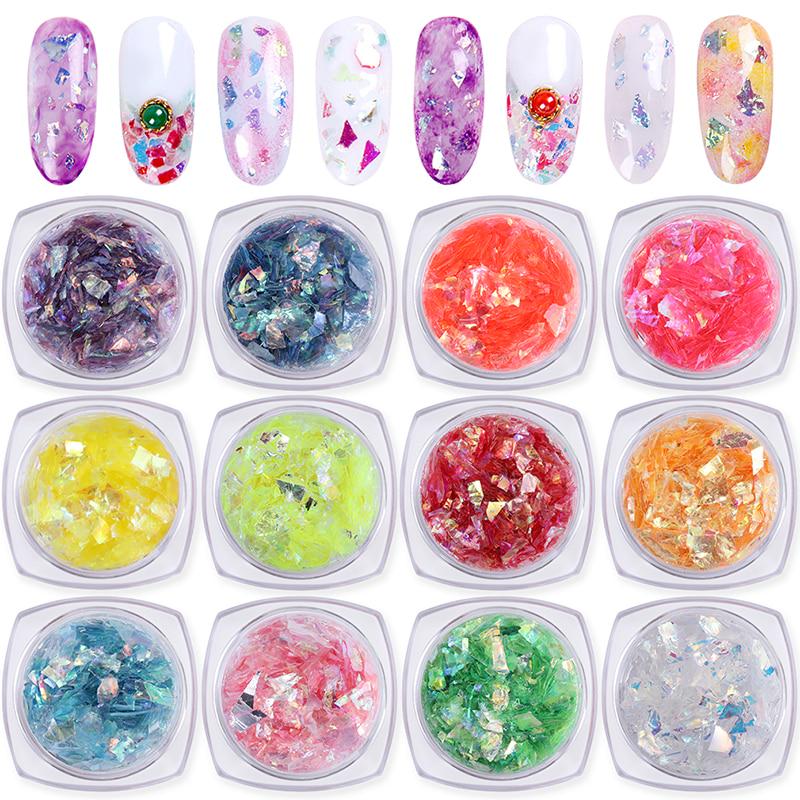 12 Color Irregular Shell Paper Nail Art Glitter Nail Sticker Small Sequin Decoration Tool