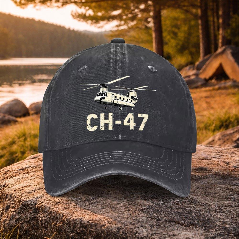 Пк Повседневная Универсальная Кепка-бейсболка CH Chinook Helicopter Print Washed Подходит для Гольфа Повседневной Носки И Активного Отдыха G
