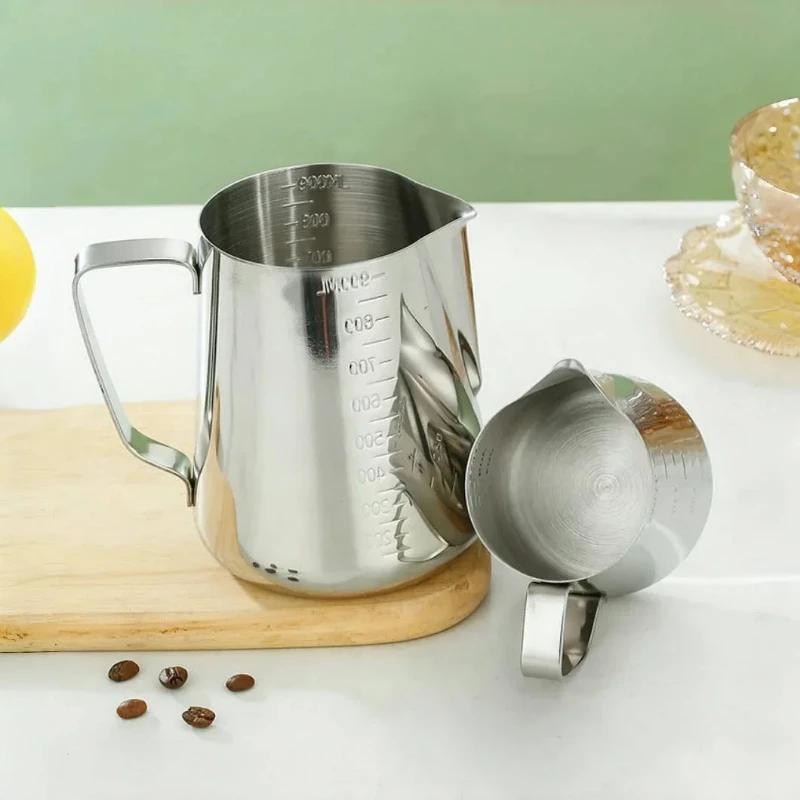 Профессиональный питчер для вспенивания молока из нержавеющей стали 304 со шкалой, чашка для латте-арта 350/550/900 мл для домашнего бариста, приготовления кофе