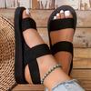 Ladies' Solid Color Flat Sandals, Casual Open Toed Summer Shoes, Lightweight Ankle Strap Sandals