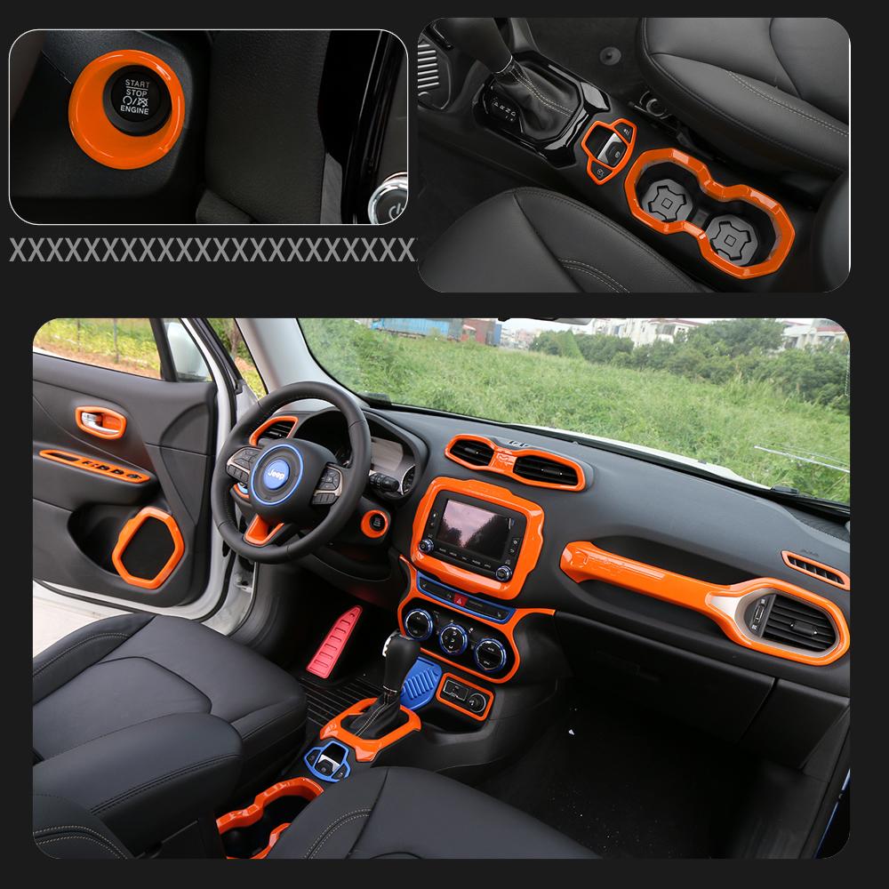 ABS Car Steering Wheel Headlight Switch Decoration Ring Central Air Vent Cover Stickers For Jeep Renegade 2017-2020 Car Exterior Accessories