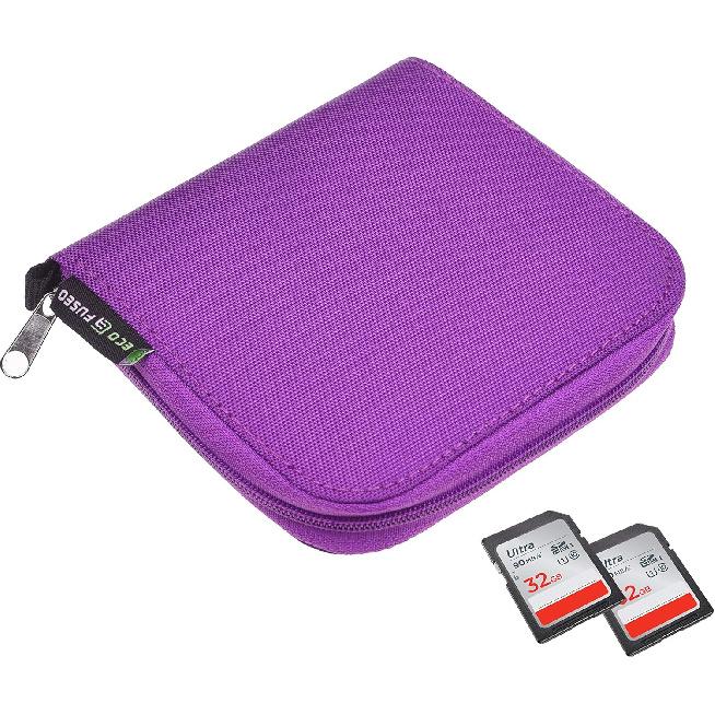 Eco-Fused Memory Card Case - Fits up to 44x SD, SDHC, Micro SD, Mini SD and 4X CF - Holder with 44 Slots (Purple / 44 Slots - 1 Pack)