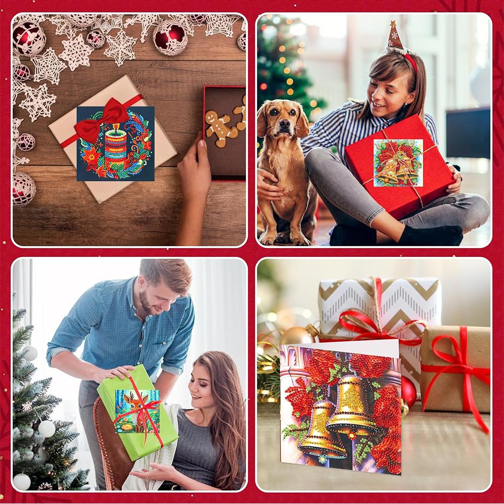 12pcs Christmas 5D Diamond Painting Greeting Card with Envelop 30 X 15cm