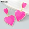 Fashion Pink Love Drop Earrings Romantic Sweet 3 Color Enamel Heart Geometric Earring for Women Jewelry PD1490