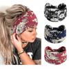 Boho Headbands for Women Cotton Big Wide Head Bands Stretch Hairband Non Slip Workout Bandage Yoga Running Turban Headwraps Bandana Hair Accessories