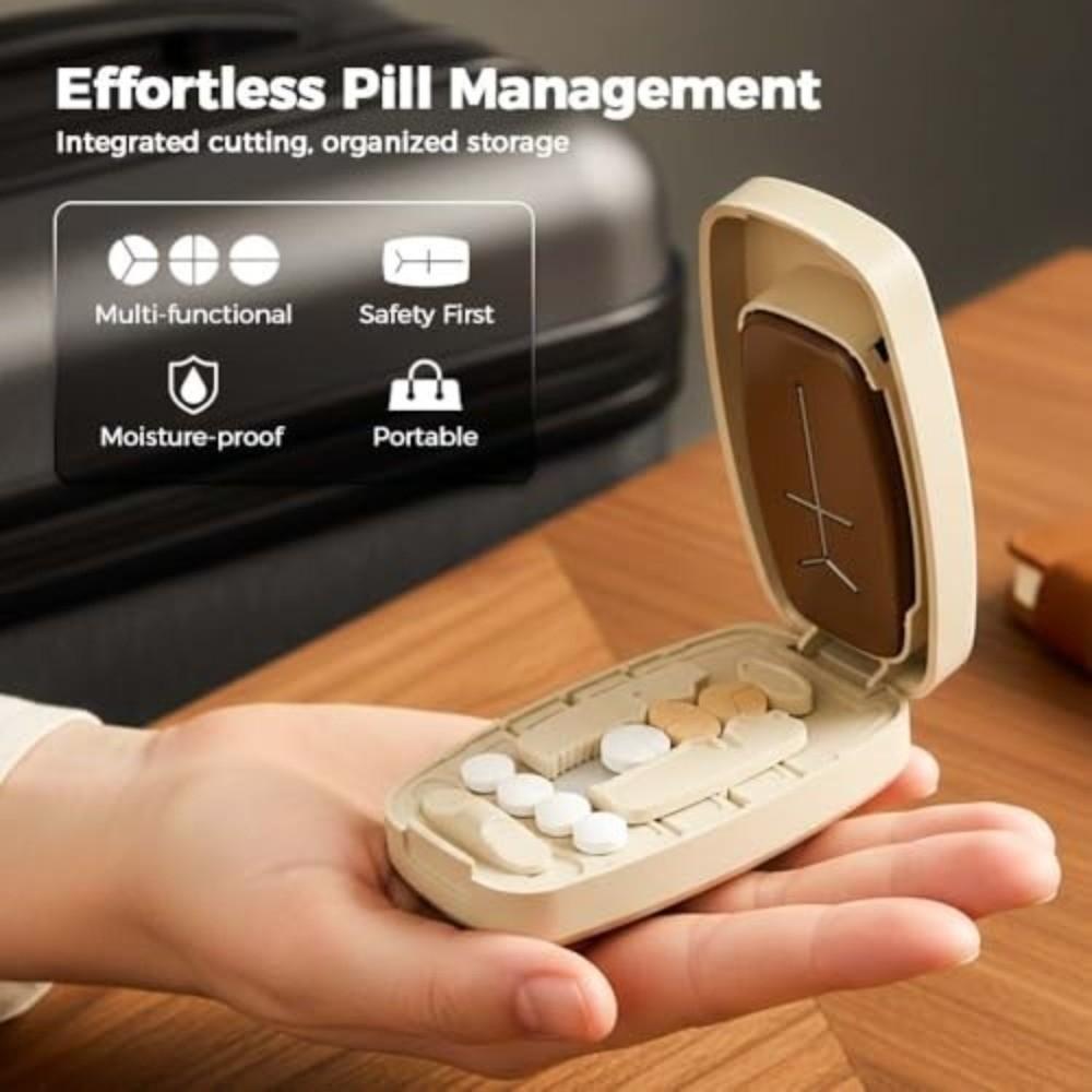 Dust-proof Medicine Cutter Portable Pill Divider Sliding Adjust Pill Cutter Box  Outdoor