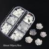 White Aurora Camellia Nail Art Jewelry Acrylic Resin Flowers Design Elegant Wedding Charms Accessories Rhinestone Decor