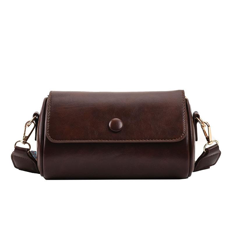 Retro Small Bag Women's Bag Niche Design 2025 New Trendy Spring Versatile Broadband Shoulder Messenger Bag Cylinder Bag