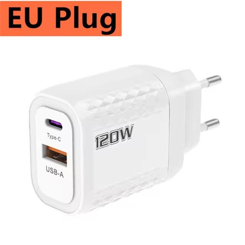 120W USB C Charger GaN Fast Charging Charger PD Quick Charge QC3.0 Wall Adapter For iPhone 15 Xiaomi POCO Samsung Huawei Oneplus