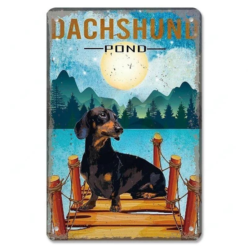 Винтажный милый постер с изображением домашних собак, металлические жестяные знаки, такса, бульдог, металлическая табличка для сада, кофейни, кухни, домашнего декора на стену
