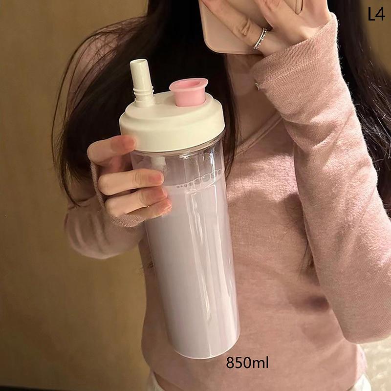 500/850 мл бутылки для воды сок молоко пластиковый стакан с крышкой соломинка пузырьковый чай кофейные чашки большой емкости питьевая посуда прозрачный