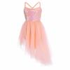 Kids Girls Sleeveless Sequins Tulle Ballet Dance Gymnastics Leotard Dress Lyrical Dance Wear