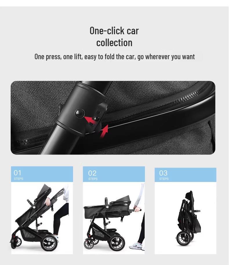 Легкая детская коляска двойного назначения: Высокая проходимость, Трансформируемая, Складная, и Двусторонняя.